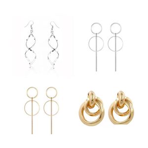 Dangle Chandelier Twist Metal Dangle Earrings For Women Hollow Geometric Statement Gold Color Personality Unusual Trend Brincos 97 Dhpba