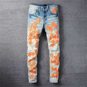 メンズジーンズデザイナーメンズクールスタイルラグジュアリーファッション刺繍パッチ