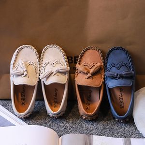 Sneakers Nice School Boys Casual Leather Shoes Tassel Student Children Girl Shallow Slip On Suede Dress E08102 221205