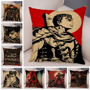 Anime Berserk Cushion Cover Both Sides Decor Swordsman Collection Cartoon Pillowcase for Sofa Home Soft Plush Pillow Case