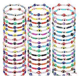 Bracelets de charme Bracelets Evil Eye Pack mexicano Pulseira de prote￧￣o el￡stica de mi￧anga Ajuste ajust￡vel fita artesanal Boa sorte Mal de dhkz1