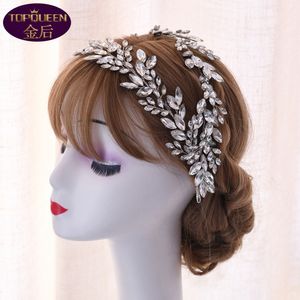 Sparkle Crystals Bridal Tiaras Headpieces Crown For Wedding Rhinestone Hair Piece Headbonad Bride Hair Smycken Kvinnor Prom Hairband2461