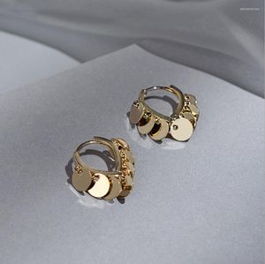 DesignerHoop-Ohrringe, modische Gold-Clip-Ohrringe für Frauen, Puck Rock, Vintage-Stil, runder Anhänger, Ohrhaken, Schmuck, Geschenk 2022