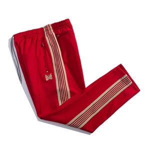 Męskie spodnie 2022ss igły pasiastki w paski czerwone spodnie mężczyźni kobiety Wysokiej jakości haftowe igły igły ścieżki 482