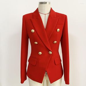 Damenanzüge HOHE QUALITÄT Mode Barock Designer Blazer Jacke für Damen 2022 Gold Lion Buttons Zweireiher Oberbekleidung K353