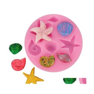 Bakning Mögel Starfish Cake Mod Ocean Biologiska Conch Sea Shells Chocolate Sile Mold Diy Kitchen Liquid Tools 5527 Q2 Drop Delivery DHE1B