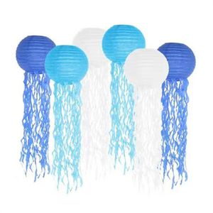 Hurtownia imprezy imprezowej Dekoracja galaretka Papier rybny Latarnie wiszące latarnia na syrenę pod nermą Ocean Birthday Decorations