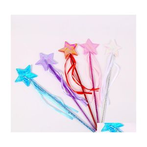 Party Favor Party Stars Fairy Wand Princess Bercepter z wstążką Favors Holiday Extives Halloween świąteczne spektakle Bag Fi dhkz8