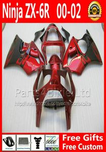 7 g￥vor Anpassa mairings -kit f￶r Ninja ZX6R 20002002 Kawasaki Fairing ZX6R 636 Red Black Aftermarket Parts ZX 6R ZX636 00 01 08199776