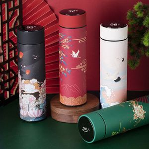 Tes 480ML Intelligent Stable Steel T Bottle Temperature Display Water Vacuum Flares Coffee Cup Gifts Chinese Style 221203