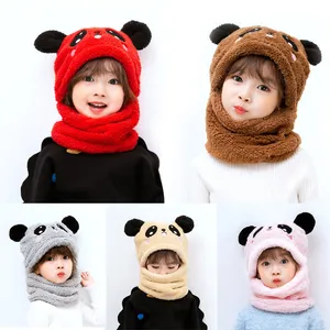 Höst- och vinterbarns varma integrerade huva hatt bibc -bears kopp plus sammet tjocka pojkar och flickor DH -RL042
