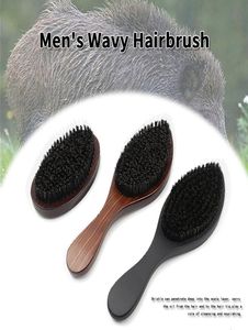 Senior Pure Natural Boar -haren 360 Wave Hairbush voor mannen Face Massage Gezichtshaar droog reinigingsborstel Salon Styling Tools5570155