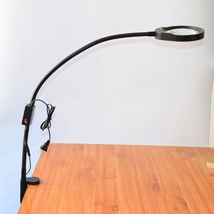 Bordslampor LED 800 mm lång mjuk stång svenhals armlampor förstorar med 10x optisk förstoringsglaslinslampa skrivbordsklämma