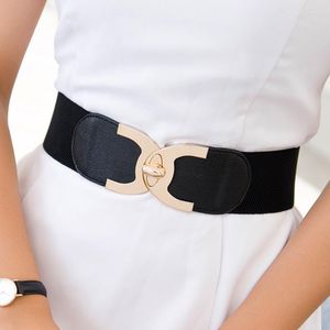 Gürtel Golden Rotating Lock Dekorative Elastizität Enger breiter Gürtel Gürtel Hochwertiges PU-Material mit Kleid All-Match für Frauen