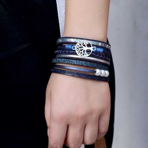 Uppdatera bokstaven skratt varje dag armband l￤der p￤rla flerskiktstr￤d av liv kvinnliga armband armband armband manschett vilja och sandiga modesmycken