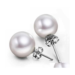 Biżuteria z kołki 6 mm/8 mm/10 mm Pearl Kolczyki Stud 925 Sterling Sier na przyjęcie weselne Beige Color 61 N2 Drop dostawa dhtuo