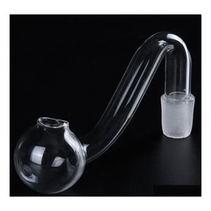 Smoking Pipes Clear 10Mm Male Joint Thick Pyrex Glass Oil Burner Pipe Tobacco Bent Bowl Hookahs Adapter Bong Pipes Smoking Shisha Tu Dh3Lz