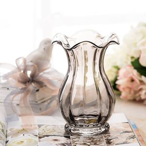 花瓶リボンクリエイティブガラス花瓶透明なリビングルーム