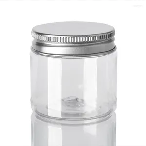 Storage Bottles 20pcs/lot 50ml Wide Mouth Plastic Bottle PET Transparent 50g Cream Jar Aluminum Cap