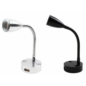 RV LED Reading Light DC12V 24V Smart Touch Dimmable Flexible Gooseneck Wall Lamp For Motorhome Yacht Cabin with USB Charger Port D2.0