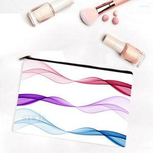 Storage Bags Colorful Simple Ribbon Canvas Ladies Cosmetic Bag Toiletries Organizer Zipper Travel Portable Toiletry Pouch