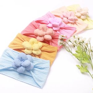 Nylon Headband with Fabric Flower Newborn Hair Accessories Baby Girls Hair Turban Headwear Cute Wide Hairband Kids