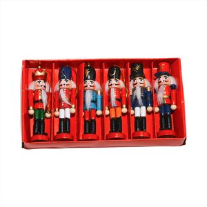 Decorative Objects Figurines 6Pcs Wooden Nutcracker Doll Soldier Miniature Vintage Handcraft Puppet Year Christmas Ornaments Home Decor 221203