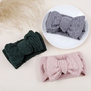 Spädbarnsull stickad jacquard blomma tryckt pannband nyfödda elastiska pannband baby flickor bowknot headwrap barn huvudbåge båge turban