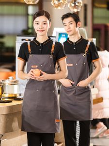 Aprons Fashion Waterproof Apron Canvas Adjustable Waist Belt Kitchen Cooking Baking Grill Bibs for Women Men Catering Waiter Uniform 221203