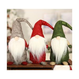 Party Favor Christmas Tree Decorations Pendant Plysch fylld Toy Party Favor White Beard Faceless Doll Garden Ornaments Green Red El DH7NH