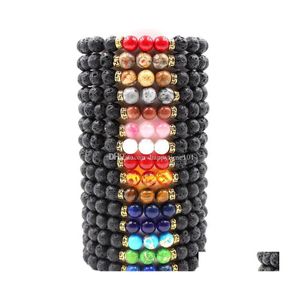 Perlen 8mm Lava Rock Perlen Armbänder Mode Naturstein Charme Schmuck Türkis Achat Kaiser Armreifen Manschetten Armband Drop Liefern Dhcqd