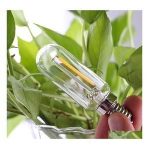 LED -gl￶dlampor Brelong T25 Edison LED Filament Light BB Dimble Candlestick Tube 1W 2W E12 E14 110V 220V Vit varmt droppleveransljus OTGVC