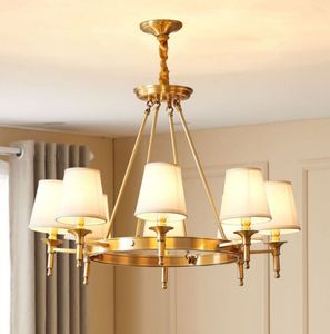 Copper Lamp Chandelier Light Living Room 6 Arm 8W E14 BULB CIRCLE LYNING Luxur Lamp Modern Lampadari Suspendsion Ceilling