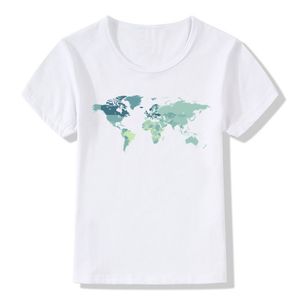 Children's World Map Printed round neck Summer Girls Boys casual Fashion T-shirts short sleeve top children's fashion boys and girls T-shirts