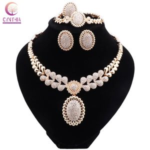 Dubai guldfärgsmycken Set Women Necklace Earrings Armband Runt Pendant Nigerian Bridal Wedding Jewelry