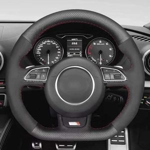 Customized Car Steering Wheel Cover Non-Slip Suede Leather Braid For Audi A5 A7 RS7 S7 SQ5 S6 S5 RS5 S4 RS4 S3 2012-2018