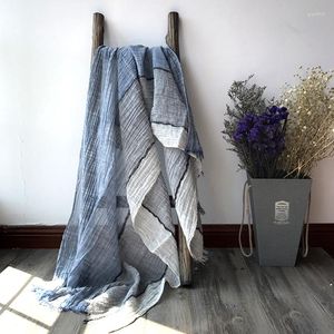 Schals Unisex Streifen Langer Schal gefalten Herbst Winter Japanischer koreanischer Baumwollschal 80,7 