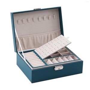 Organisateur de bijoux Organisateur Pu Leather Chadow Box Box Dather Cadeaux Case de rangement Table de coiffeu
