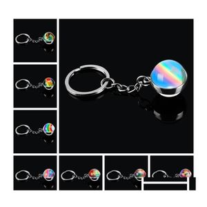 Keychains Bedanyards Rainbow Starry Neba Glass Ball Keychain Handmade Late Late