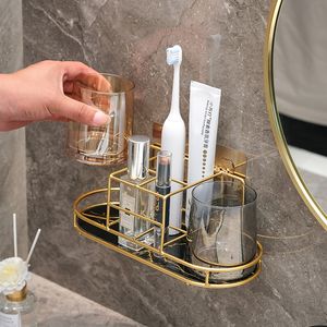 Toothbrush Holders Home Toothbrush Holder Multifunction Base Frame Storage Rack Tooth Brush Toothpaste Stand Shelf Cup Holder Bath Accessories 221205