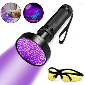 Ficklampor facklor 100 LED UV Blacklight Super Bright 10 W 395 nm Violet Ultra Hand Lamp Torch Light for Money Bed Bugs