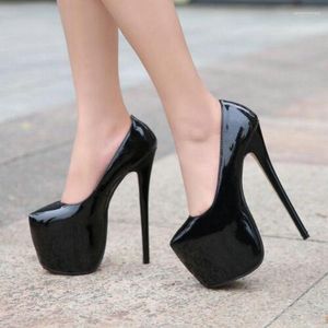 Dress Shoes 35-44 Size Women Super High Heels 18cm Concise 8CM Platforms Pumps Wedding Party Sexy Leather Zapatos 553