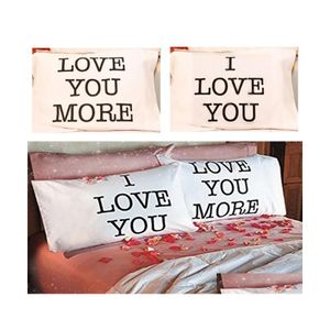 Federa in stoffa San Valentino Federa facile da smontare Lavare Federa per cuscino 50X70 cm Forniture per letto Cuscino Er Bianco Nero Love You More Dhgpa