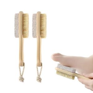 Bath Brushes Sponges Scrubbers 2 In 1 Cleaning Brushes Natural Body Foot Exfoliating Spa Brush Double Side With Nature Pumice Stone Wholesale tt1205