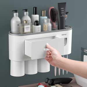 Toothbrush Holders Creative Toothbrush Rack Free Punching Mouthwash Brushing Cup Wall Hanging Bathroom Storage Automatic Toothpaste Squeezing Devic 221205