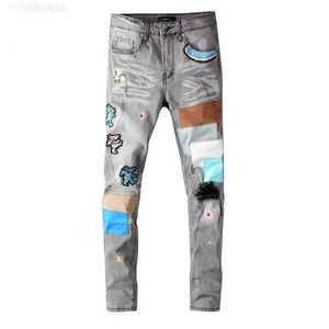 Jeans da uomo 20ss Mens Designer Distressed Strappato Biker Slim Fit Moto Denim per uomo Moda di alta qualità Jean Mans Pants Pour Hommes # 649hpeo