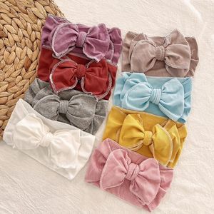 Oversized Bowknot Wide Headband for Infant Headwear Baby Girl Solid Big Butterfly Bow Stripe Knitted Headwrap Toddler Turban