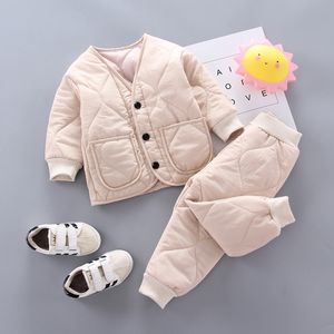 Completi di abbigliamento Autunno Inverno Neonati maschi Vestiti Parka a maniche lunghe Pantaloni 2 pezzi Set Tute in cotone Bambini Tute di marca per bambini 221203