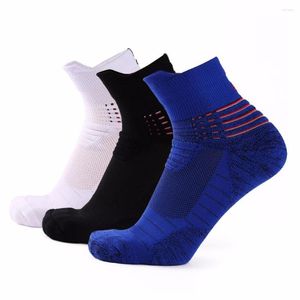 Men's Socks Anti-Slip Man Cotton Boys Casual Stripe Blue White Breathable Happy Short Ankle Funny Sock