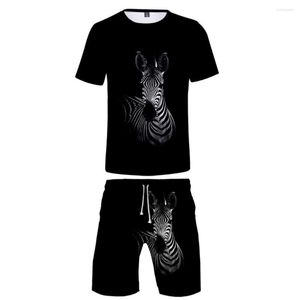 Men's T Shirts Black 3D Zebra Kids Two-piece Sets Casual Boys Girls Animal Shirt Shorts Summer /Boy's Cool Suits